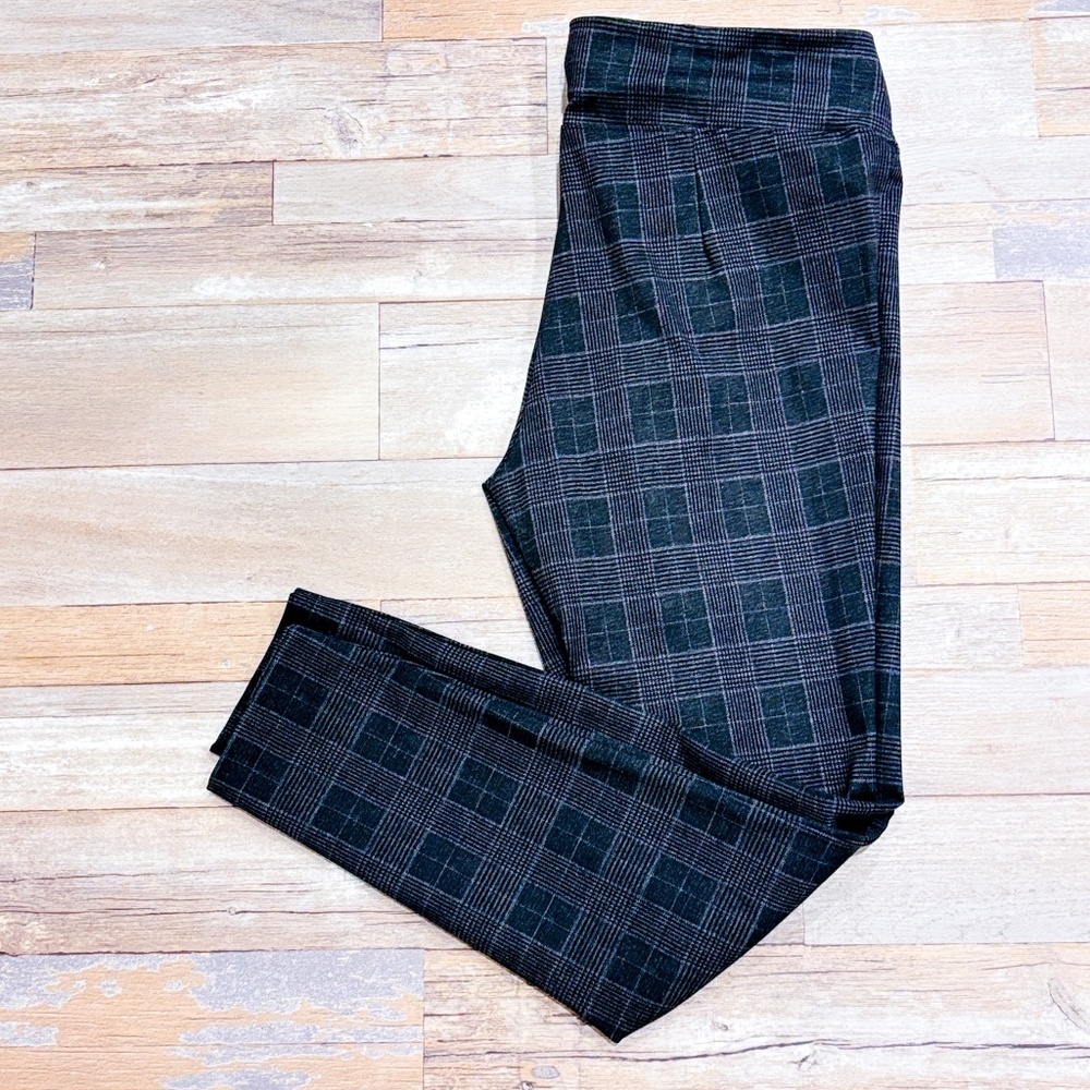 D. JEANS Grey plaid‎ stretch pants
